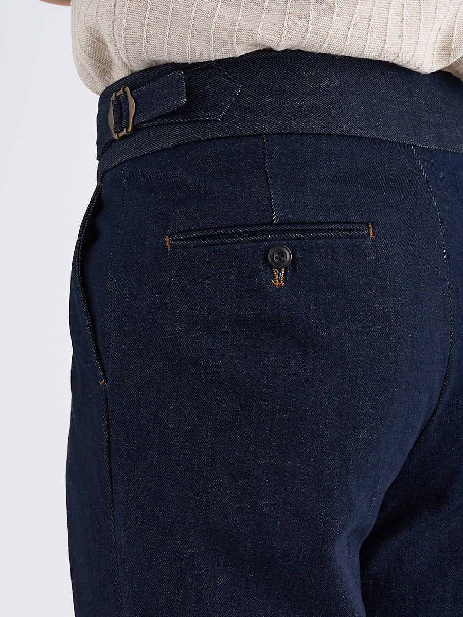 Marini Faenza High Waisted Pleated Denim Trousers