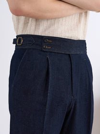 Marini Faenza High Waisted Pleated Denim Trousers