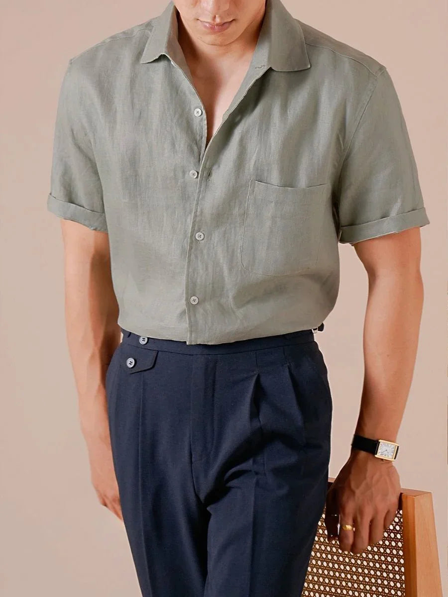 100% Linen Short-Sleeve Shirt