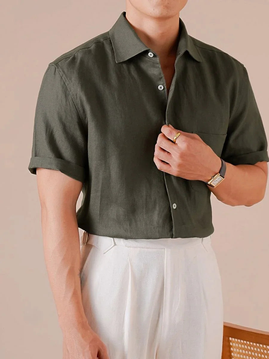 100% Linen Short-Sleeve Shirt