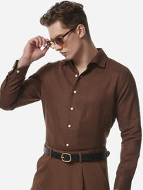 100% Linen V-Neck Business Casual Long Sleeve Shirt