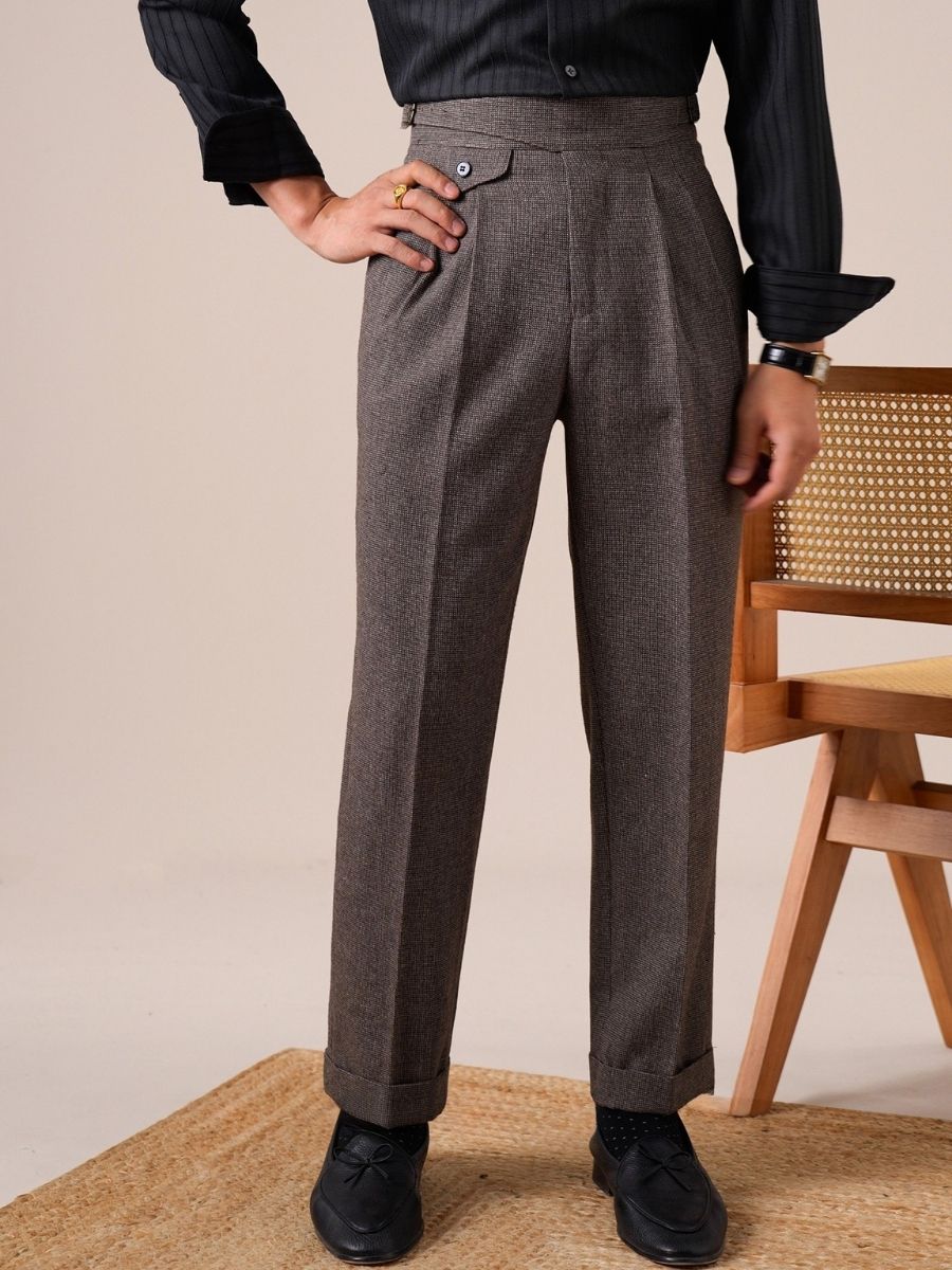 Marini Bergamo High Waisted Wool Grukha Trousers