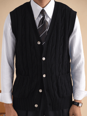 Men's Cable Knit Wool Blend Vest