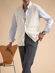 Men's Cable Knit Wool Blend Vest