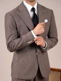 Marini Milano Herringbone Wool Single-Breasted Blazer