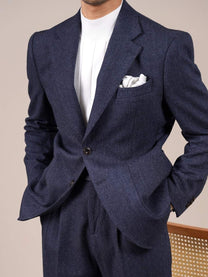 Marini Milano Herringbone Wool Single-Breasted Blazer