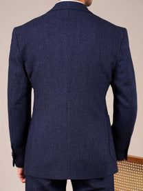 Marini Milano Herringbone Wool Single-Breasted Blazer