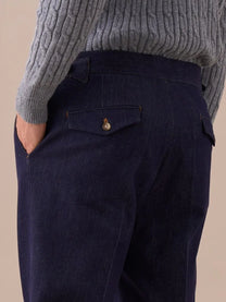Marini Arezzo High Waisted Double Pleated Denim Trousers