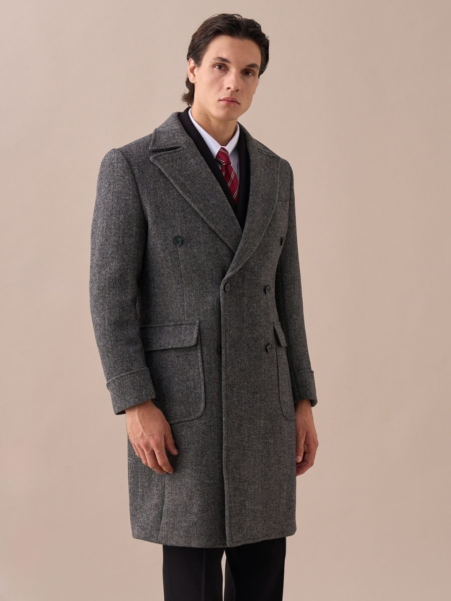 Wool Double-Breasted President Overcoat