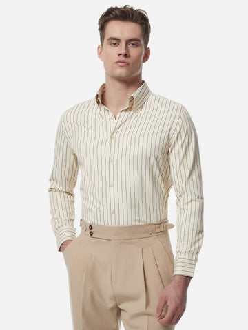 Premium Men's Striped Long Sleeve Business Shirt