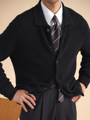 100% Cotton Waffle-Knit Button-Down Cardigan