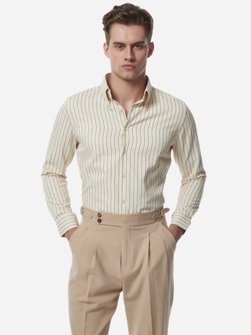 Premium Men's Striped Long Sleeve Business Shirt