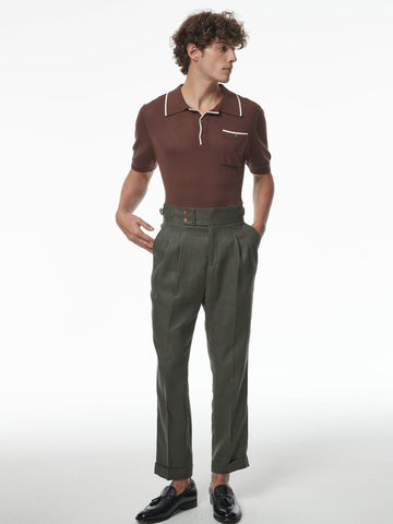 Marini Capri High Waist Trousers 100% linen