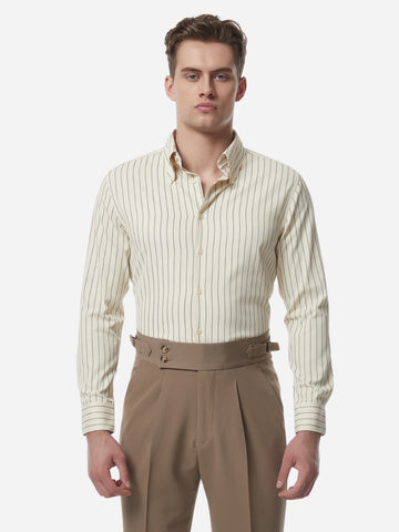 Premium Men's Striped Long Sleeve Business Shirt
