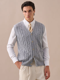 Men&#39;s Cable Knit Wool Blend Vest