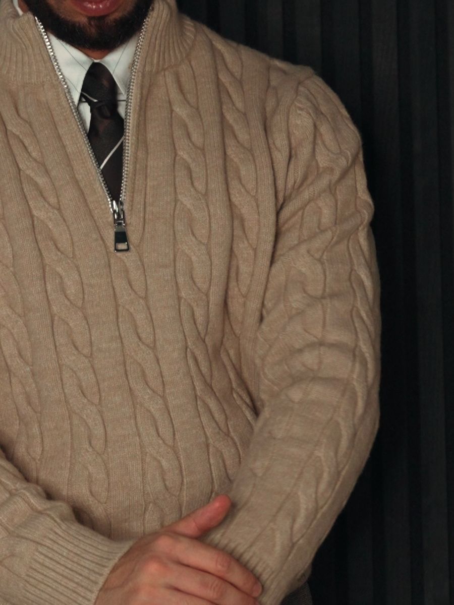 Marini Cable Knit Half-Zip Sweater