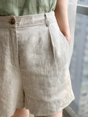 High-Waisted Linen Shorts