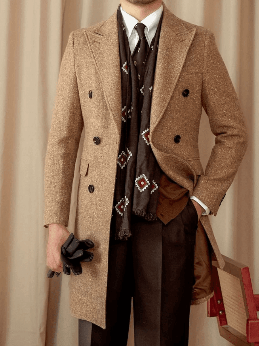 Wool Double-Breasted President Overcoat