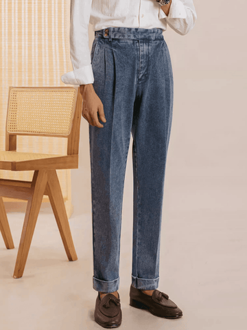 Marini Montefalco Pleated Denim Trousers
