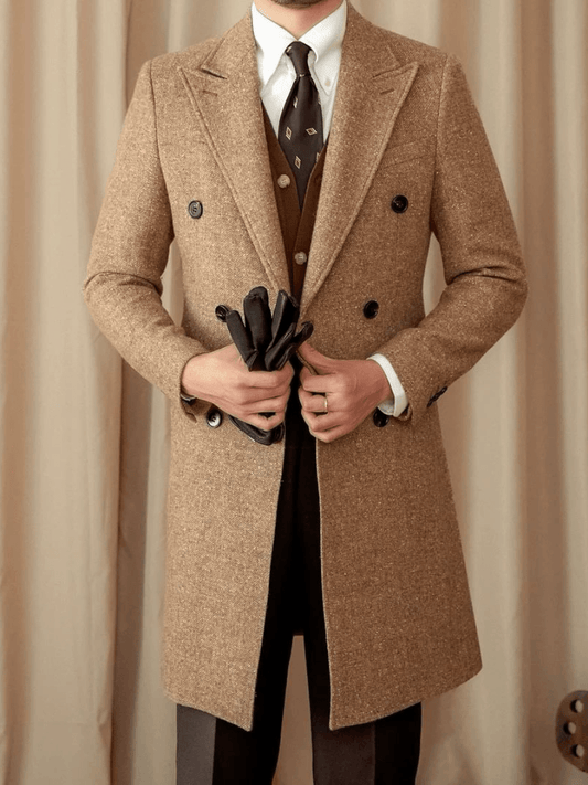 Wool Double-Breasted President Overcoat