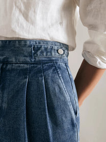 Marini Civita High Waisted Double Pleated Denim Trousers