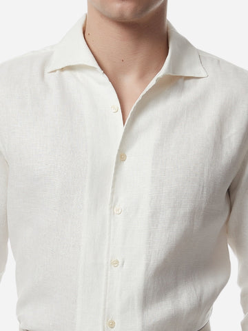 100% Linen V-Neck Business Casual Long Sleeve Shirt