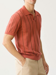 Ice Silk V-Neck Knitted Polo