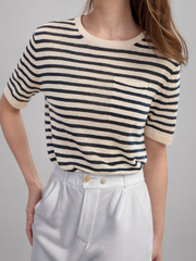 Striped Linen Knit T-Shirt