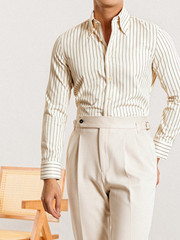 Premium Men's Striped Long Sleeve Business Shirt