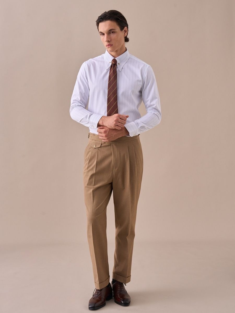 Marini Italian Wrinkle-Free Striped Long-Sleeve Shirt