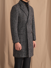 Marini Houndstooth Double-Breasted Wool Overcoat