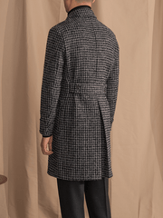 Marini Houndstooth Double-Breasted Wool Overcoat