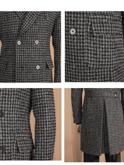 Marini Houndstooth Double-Breasted Wool Overcoat