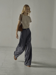 Spring and Summer High-Waisted Wide-Leg Trousers