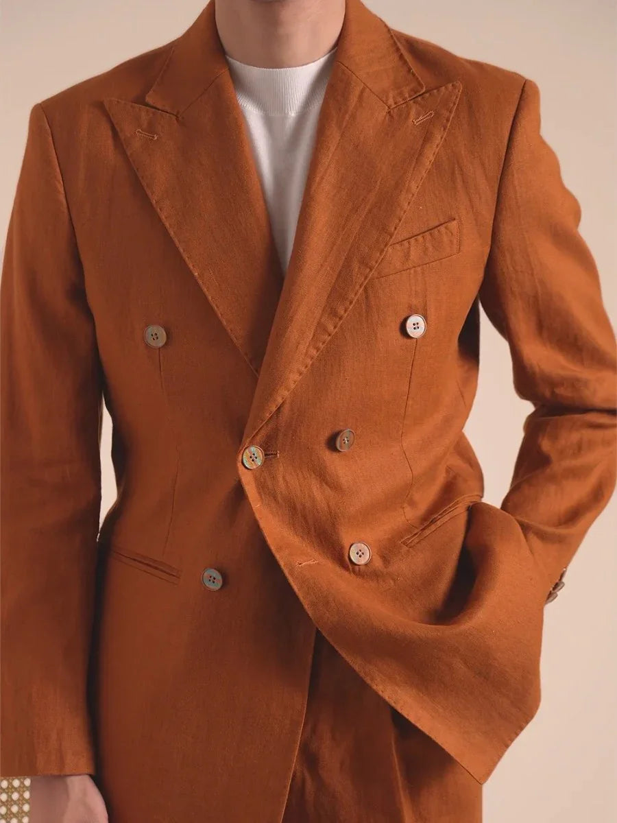 Marini Capri 100 % Linen Double-Breasted Blazer