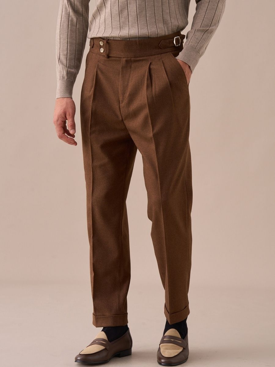 Marini Napoli High Waisted Double Pleated Pants