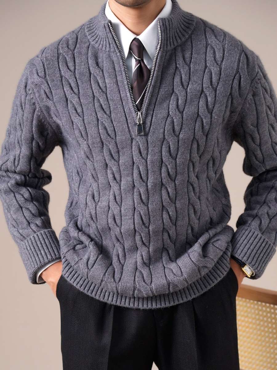 Marini Cable Knit Half-Zip Sweater