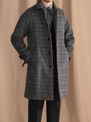 Marini Gray Prince Check Wool Overcoat