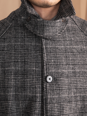 Marini Gray Prince Check Wool Overcoat