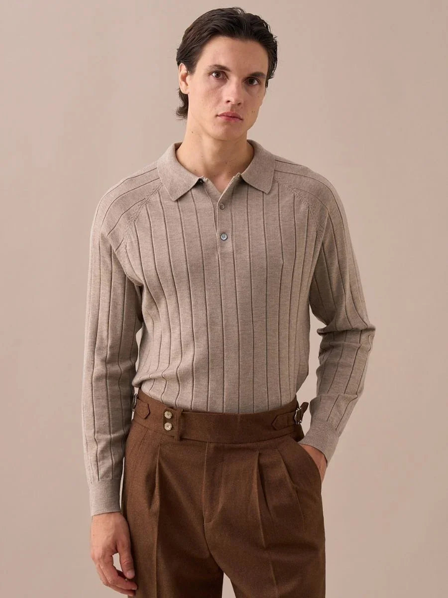 Marini Ribbed Knit Polo Sweater
