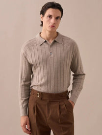 Marini Ribbed Knit Polo Sweater