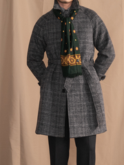 Marini Gray Prince Check Wool Overcoat