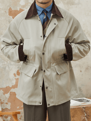 Waterproof Trench Coat with Corduroy Collar