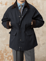 Waterproof Trench Coat with Corduroy Collar