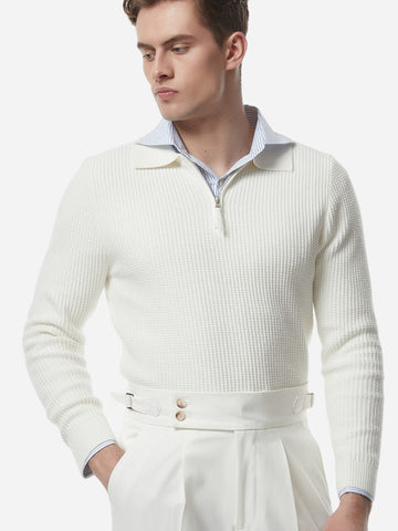 Marini Langdon Ribbed Knit Half-Zip Sweater