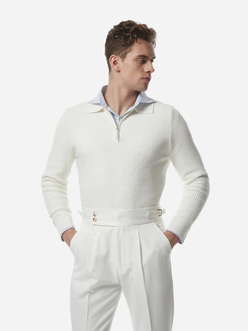 Marini Langdon Ribbed Knit Half-Zip Sweater