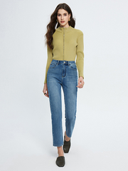 Premium Vintage High-Waisted Slim Cropped Jeans