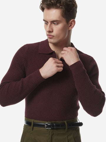 Marini Langdon Ribbed Knit Half-Zip Sweater