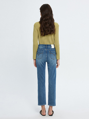Premium Vintage High-Waisted Slim Cropped Jeans