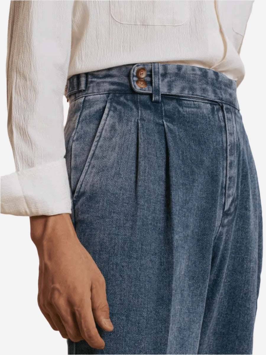 Marini Montefalco Pleated Denim Trousers
